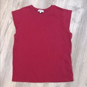 Michael Stars Joey Power Shoulder Tee Ruby Sleeveless Cotton Muscle Tank Blouse